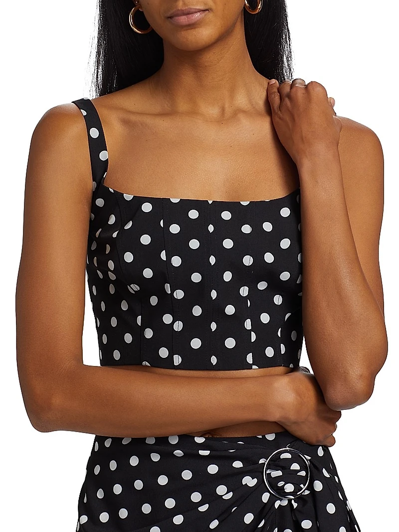 Rhea Polka Dot Cropped Corset Tank