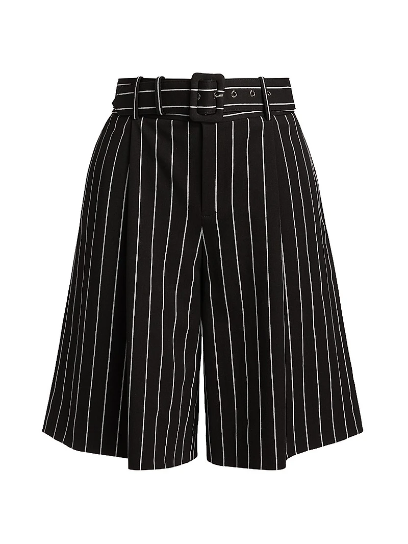 Nina Pinstriped Belted Culottes