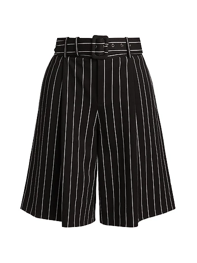 Nina Pinstriped Belted Culottes
