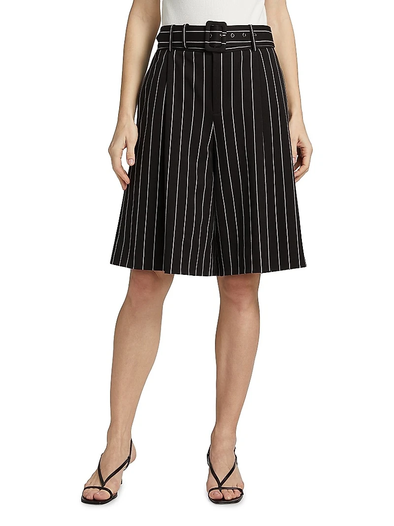 Nina Pinstriped Belted Culottes