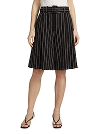 Nina Pinstriped Belted Culottes