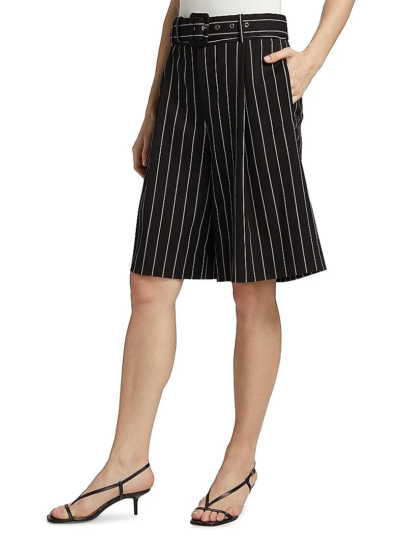 Nina Pinstriped Belted Culottes