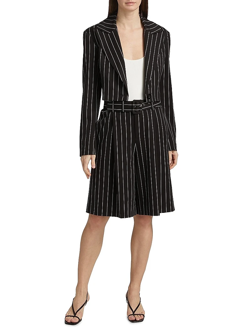Nina Pinstriped Belted Culottes