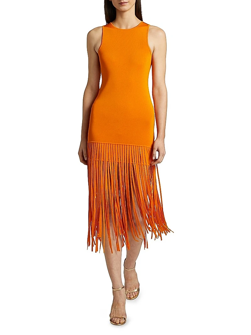 Margaux Sleeveless Fringe Midi-Dress