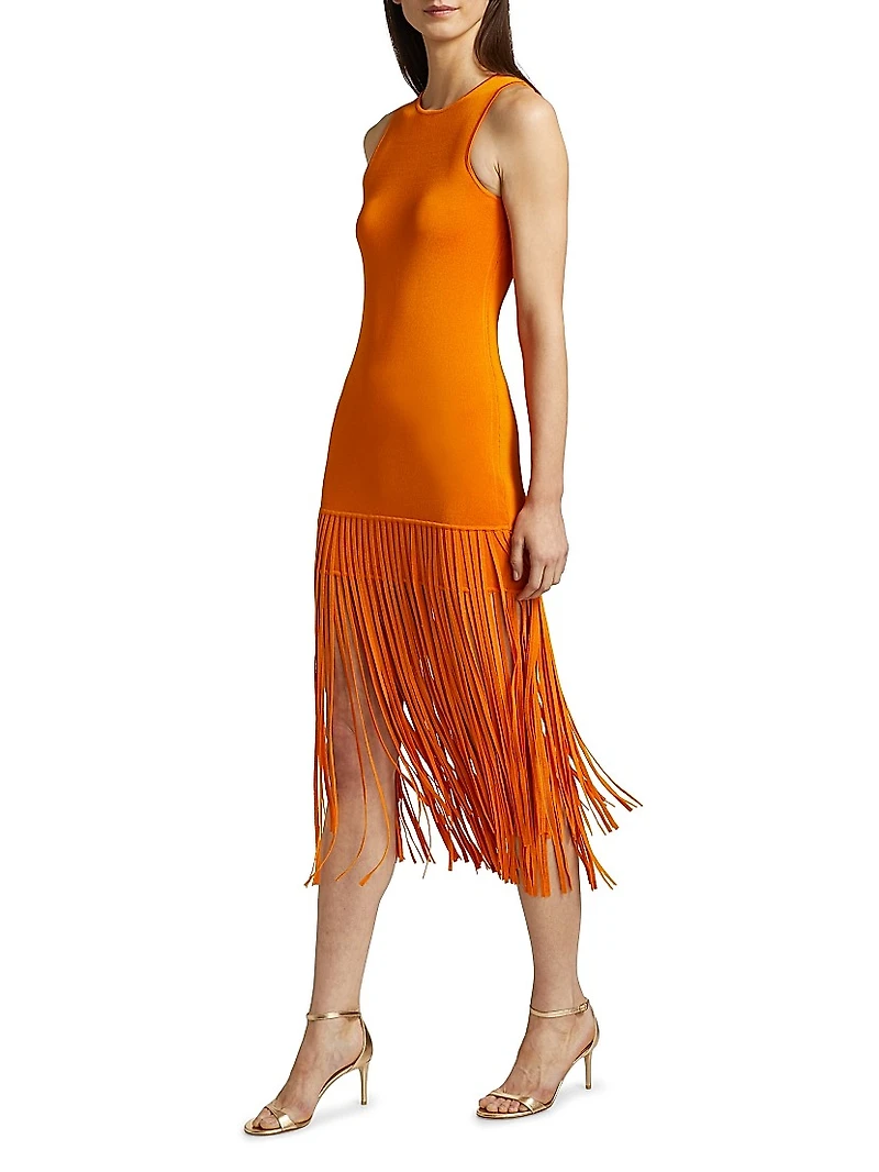 Margaux Sleeveless Fringe Midi-Dress
