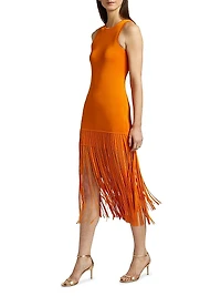 Margaux Sleeveless Fringe Midi-Dress