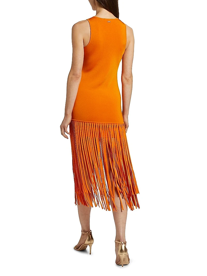 Margaux Sleeveless Fringe Midi-Dress
