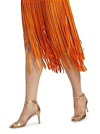 Margaux Sleeveless Fringe Midi-Dress