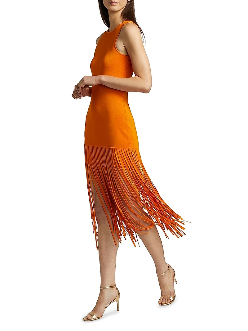 Margaux Sleeveless Fringe Midi-Dress