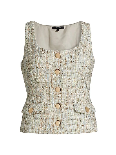 Georgia Tweed Button-Front Top