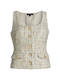 Georgia Tweed Button-Front Top