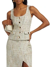 Georgia Tweed Button-Front Top