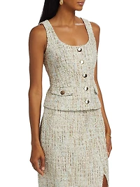 Georgia Tweed Button-Front Top