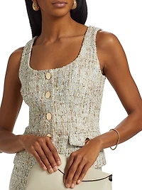 Georgia Tweed Button-Front Top
