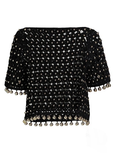 Coco Beaded Cotton Boatneck Top