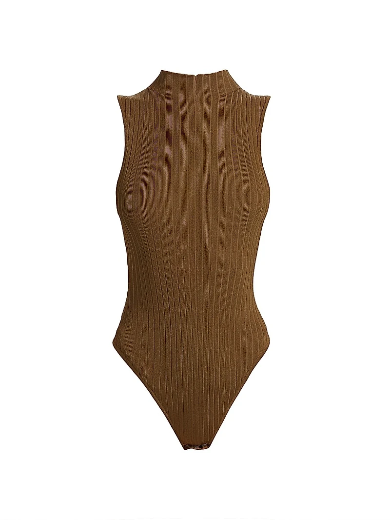 Mika Rib-Knit Sleeveless Bodysuit