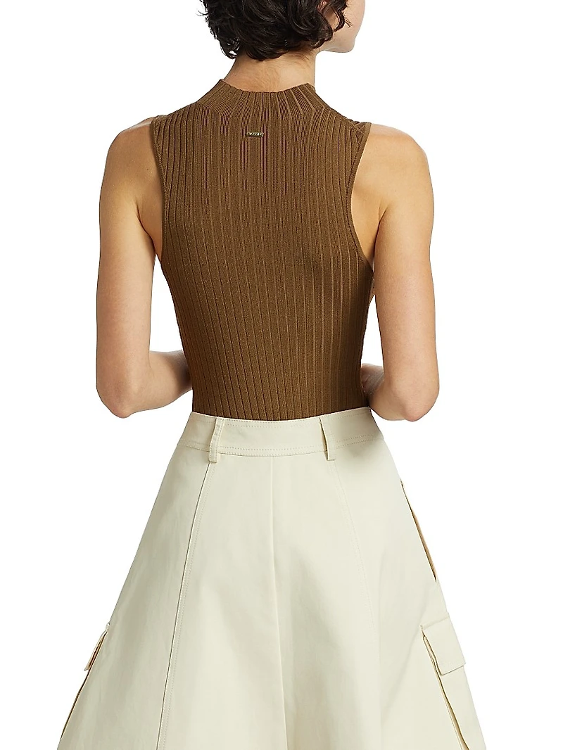 Mika Rib-Knit Sleeveless Bodysuit