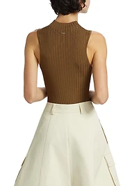Mika Rib-Knit Sleeveless Bodysuit