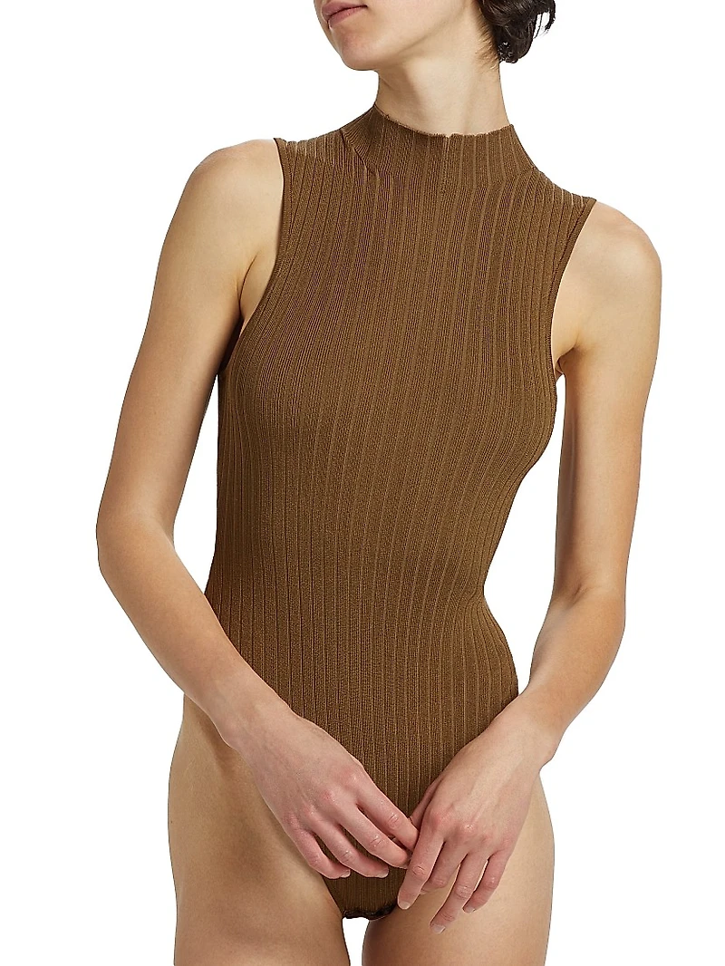 Mika Rib-Knit Sleeveless Bodysuit