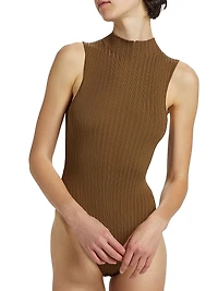 Mika Rib-Knit Sleeveless Bodysuit