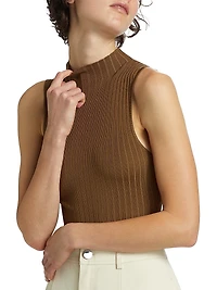 Mika Rib-Knit Sleeveless Bodysuit