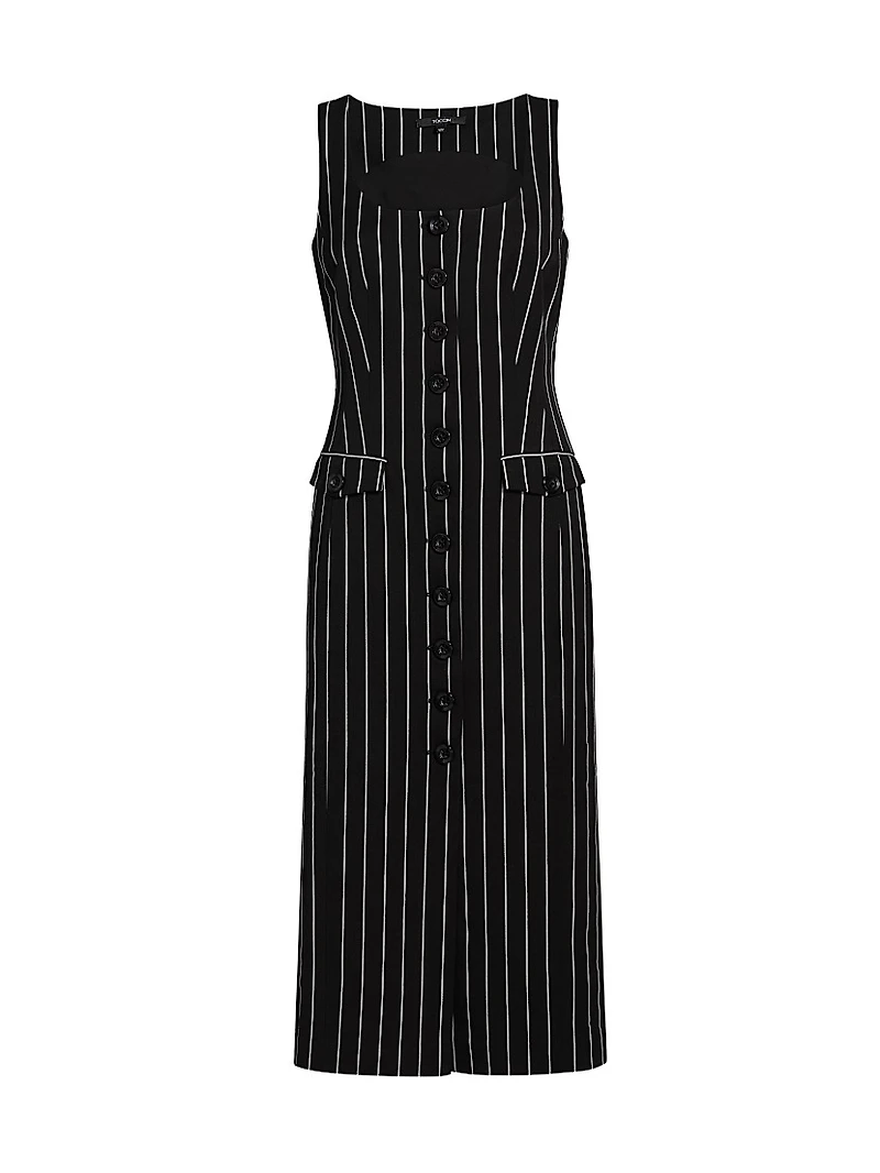 Raven Striped Sleeveless Midi-Dress