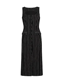 Raven Striped Sleeveless Midi-Dress