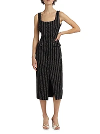 Raven Striped Sleeveless Midi-Dress