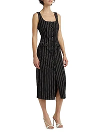 Raven Striped Sleeveless Midi-Dress