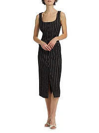 Raven Striped Sleeveless Midi-Dress
