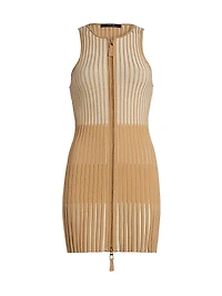 Lex Ribbed Zip-Front Minidress