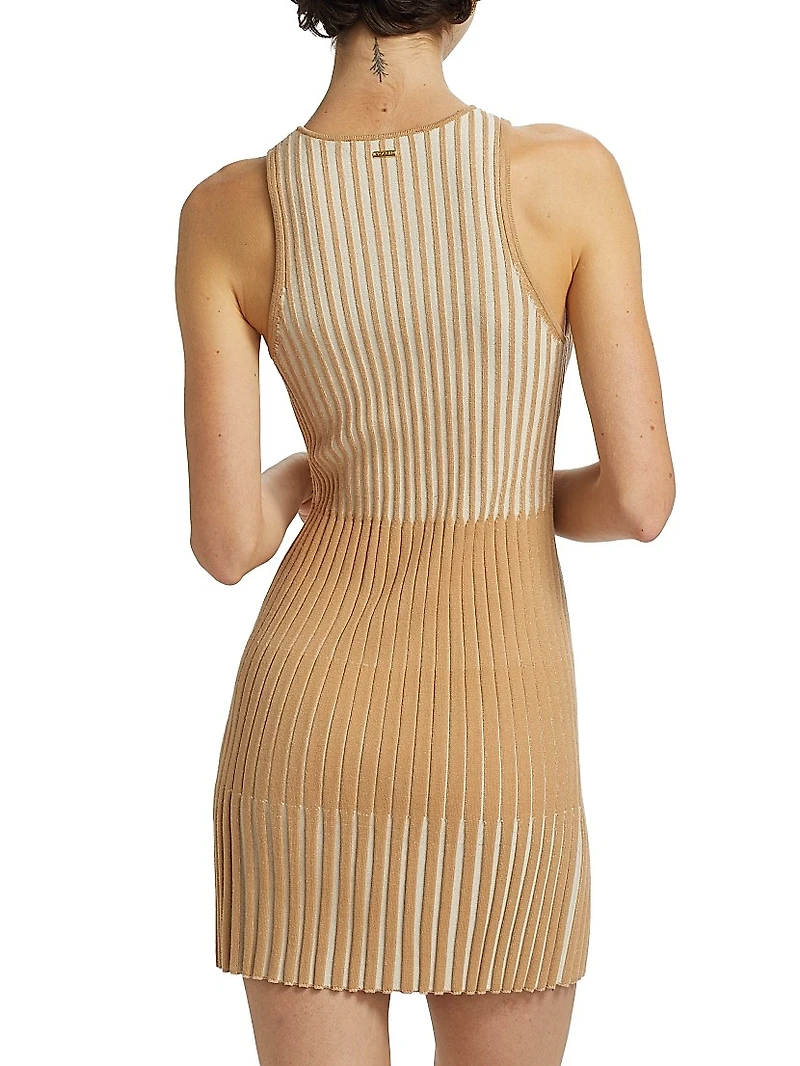 Lex Ribbed Zip-Front Minidress