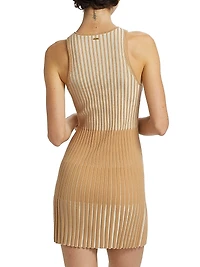 Lex Ribbed Zip-Front Minidress