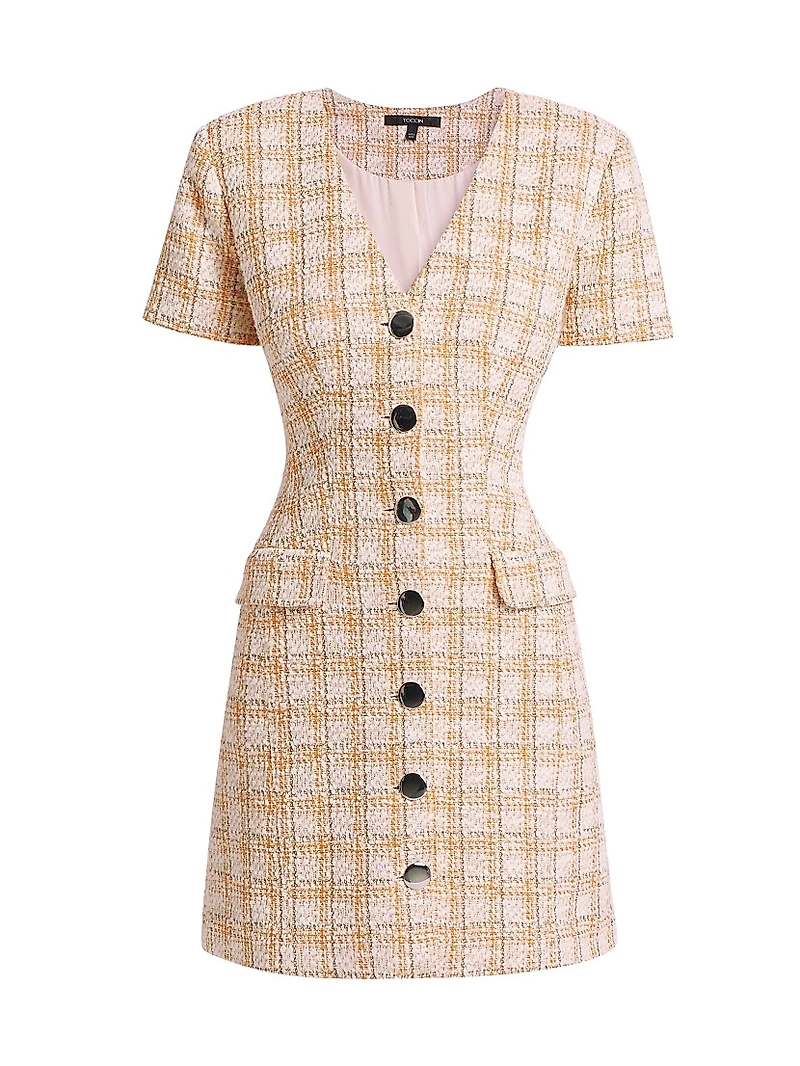 Phoebe Tweed Short-Sleeve Minidress