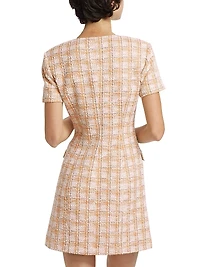Phoebe Tweed Short-Sleeve Minidress
