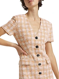 Phoebe Tweed Short-Sleeve Minidress