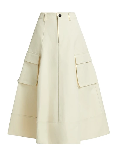 Shiloh Cotton A-line Cargo Midi-Skirt