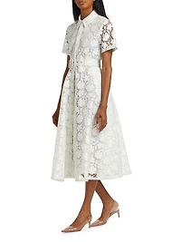 Jean Floral Lace Belted Shirtdress