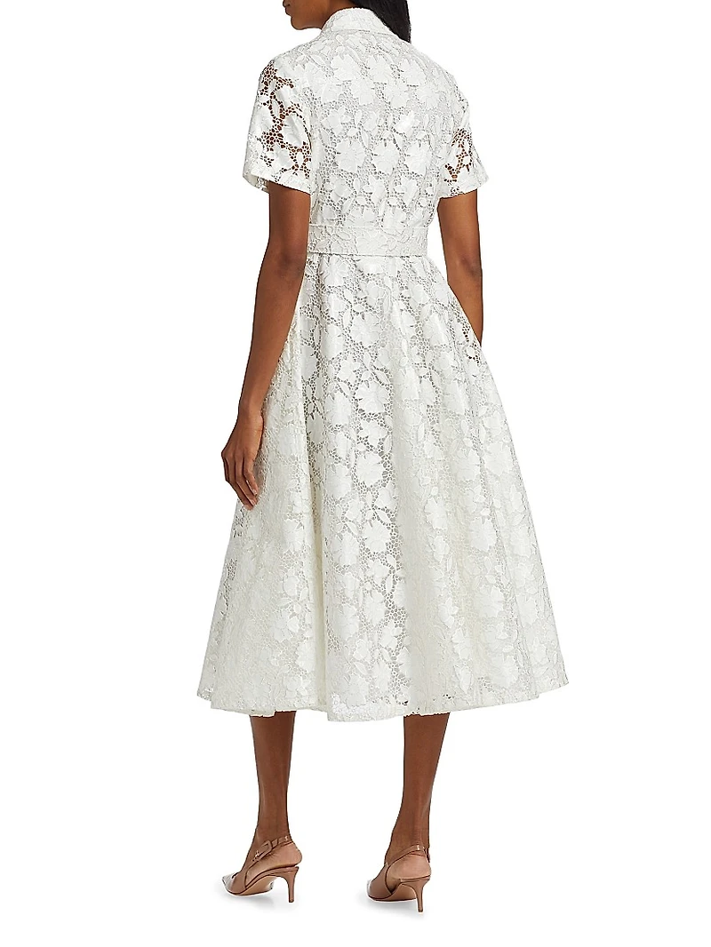 Jean Floral Lace Belted Shirtdress