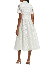 Jean Floral Lace Belted Shirtdress