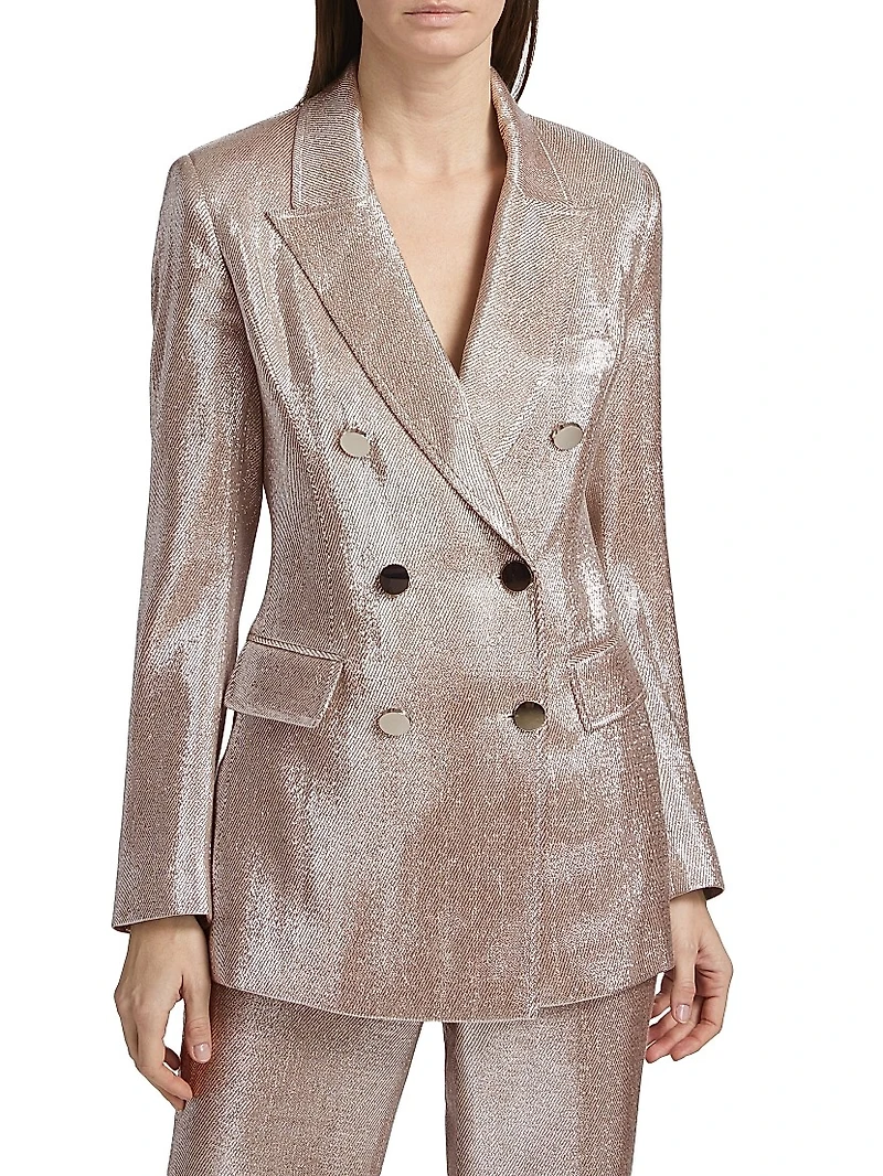 Mia Double-Breasted Metallic Blazer