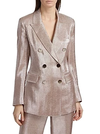 Mia Double-Breasted Metallic Blazer
