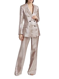 Mia Double-Breasted Metallic Blazer