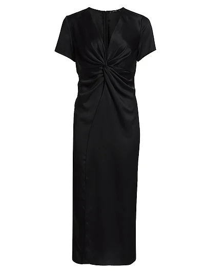 Heather Twist V-Neck Midi-Dress