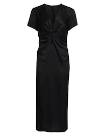 Heather Twist V-Neck Midi-Dress