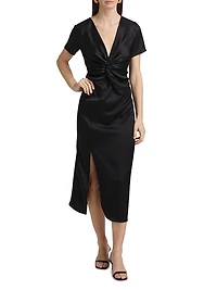 Heather Twist V-Neck Midi-Dress