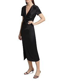 Heather Twist V-Neck Midi-Dress