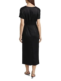 Heather Twist V-Neck Midi-Dress