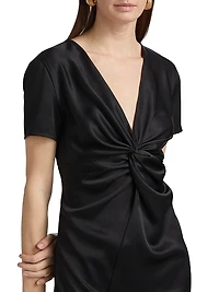 Heather Twist V-Neck Midi-Dress