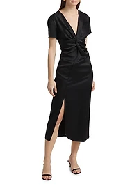 Heather Twist V-Neck Midi-Dress